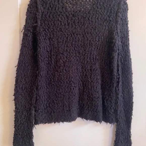 Free People black sweater small, Women's S boho thick/wide knit black sweater - Picture 6 of 7
